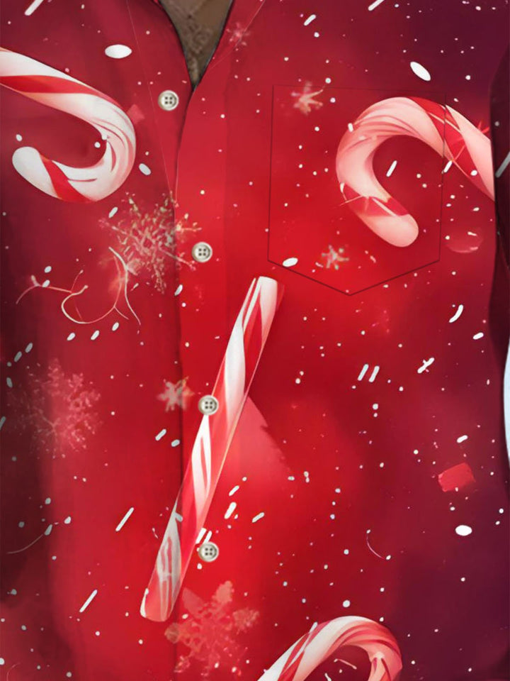 Alohadaddy® Christmas Candy Cane Printed Pockets Elastic Button Closure Men&