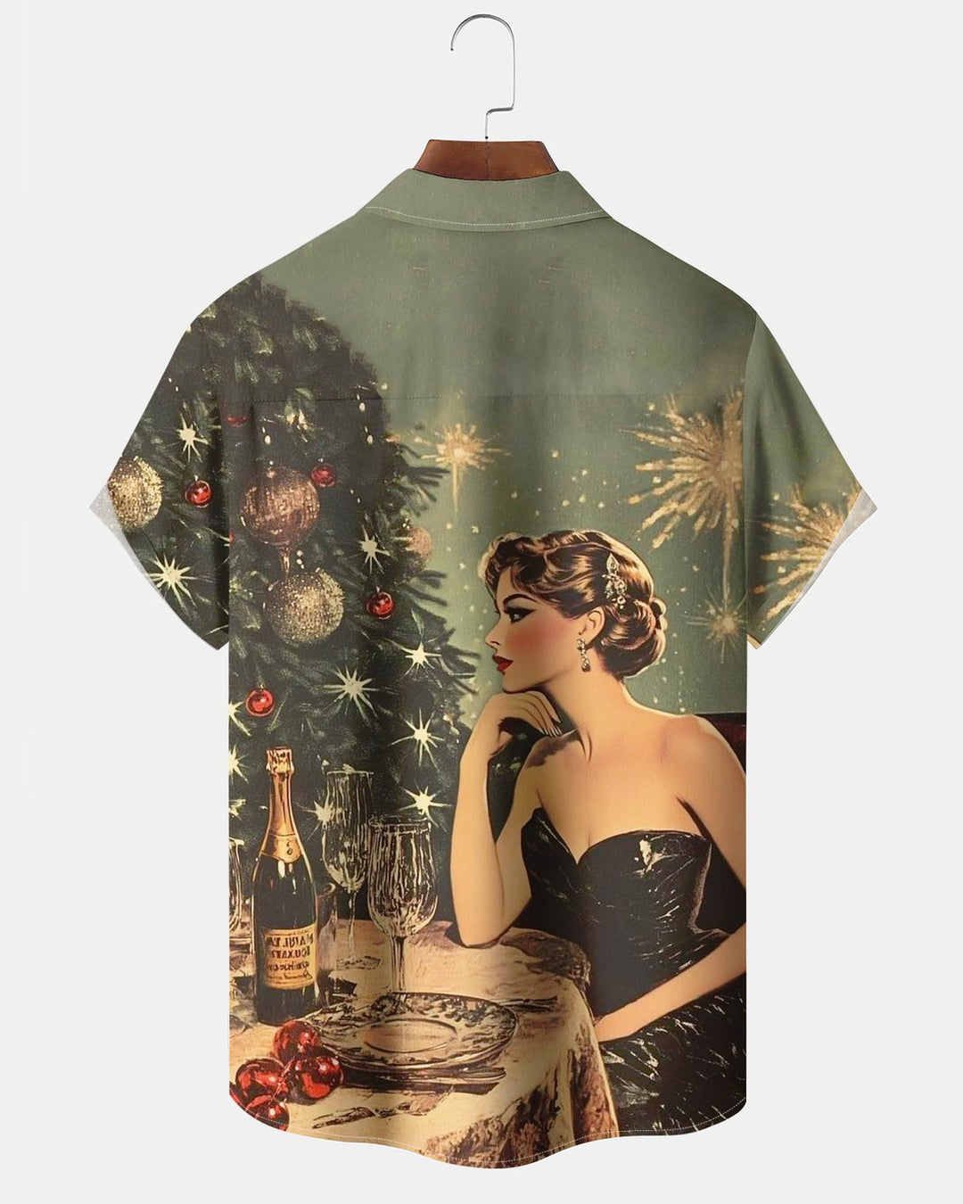 Alohadaddy® Christmas Vintage Christmas Girl Print Pocket Elastic Button Men&