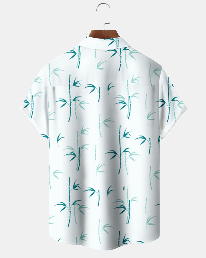Alohadaddy® Hawaiian Bamboo Print Artistic Stretch Button Pocket Men&