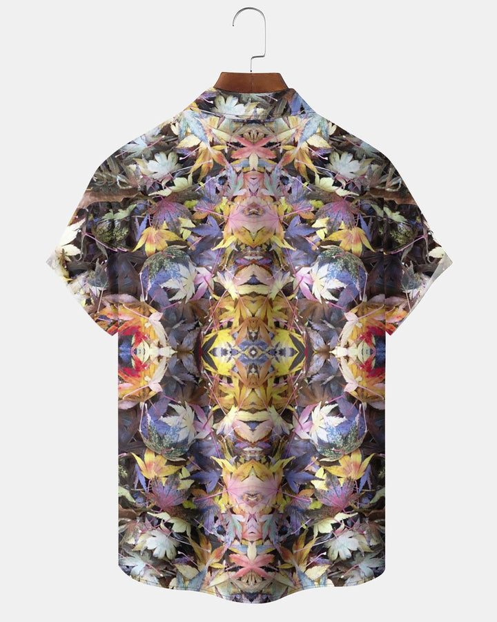 Alohadaddy® Hawaiian Kaleidoscope Print Art Pocket Button Stretch Men&