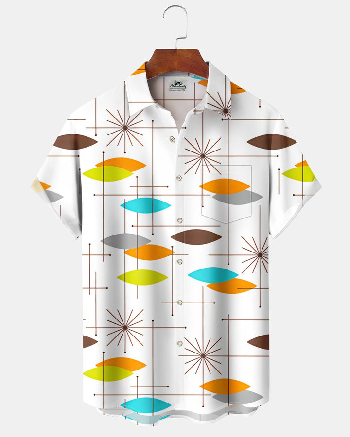 Alohadaddy® Casual Geometric Print Art Button Pocket Cardigan Men&