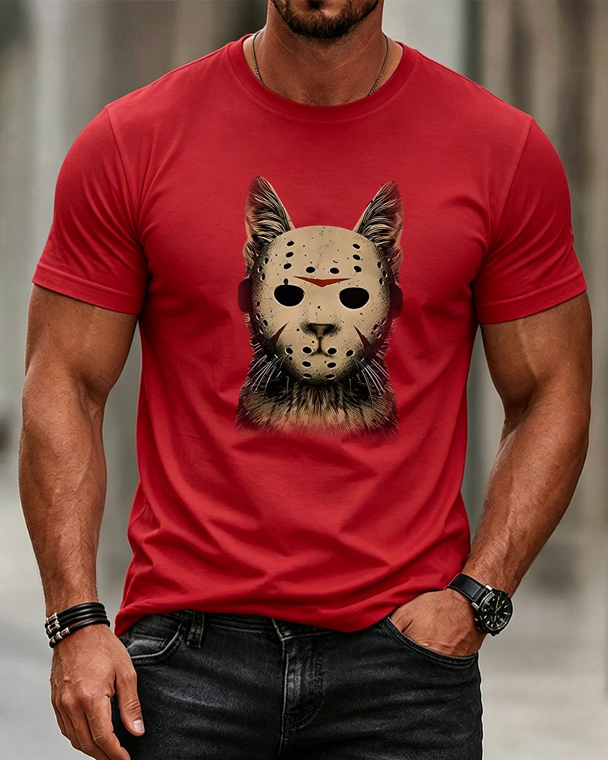 Alohadaddy® Retro Masked Cat Short-Sleeve T-Shirt