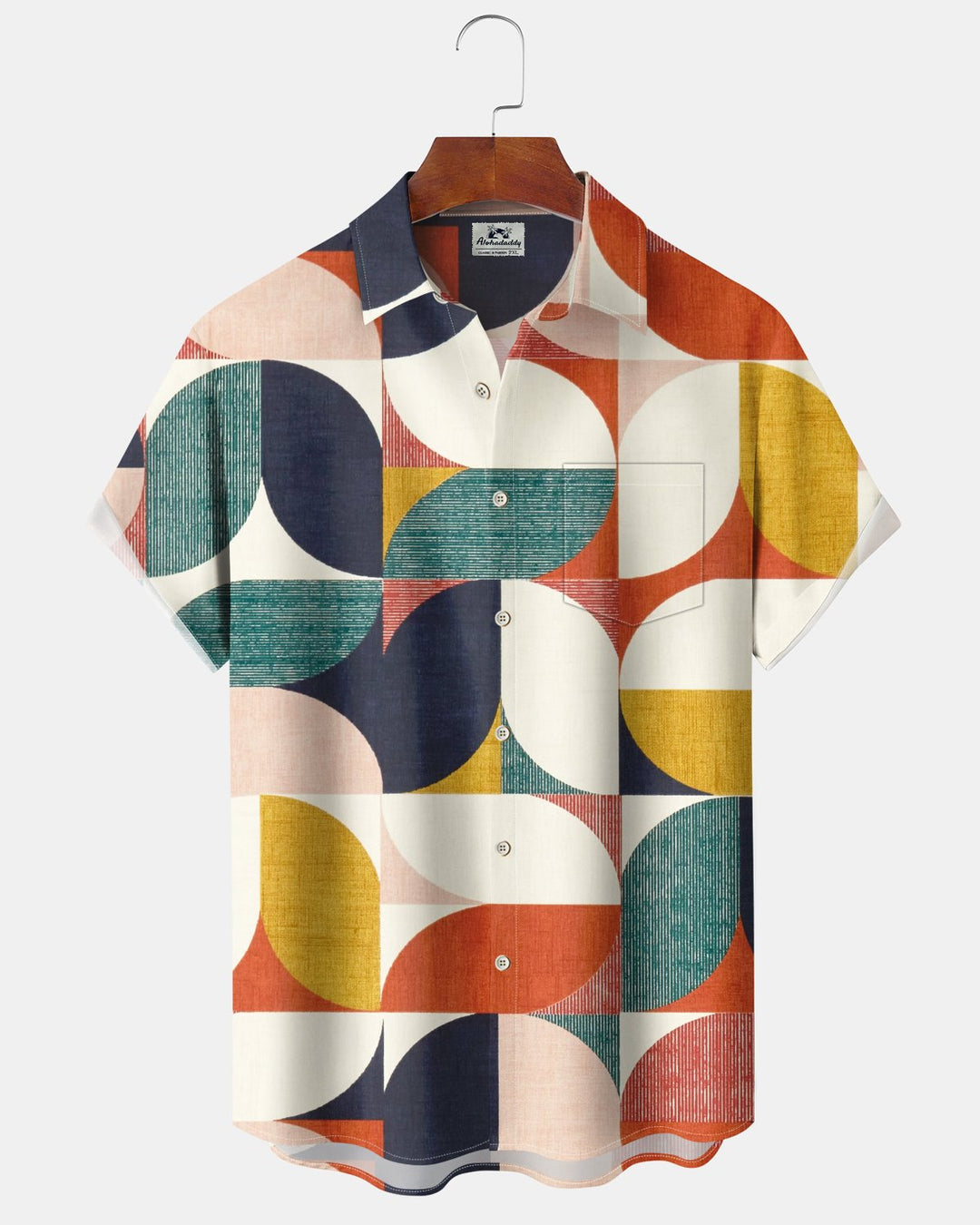 Alohadaddy® Casual Geometric Print Art Button Pocket Cardigan Men&