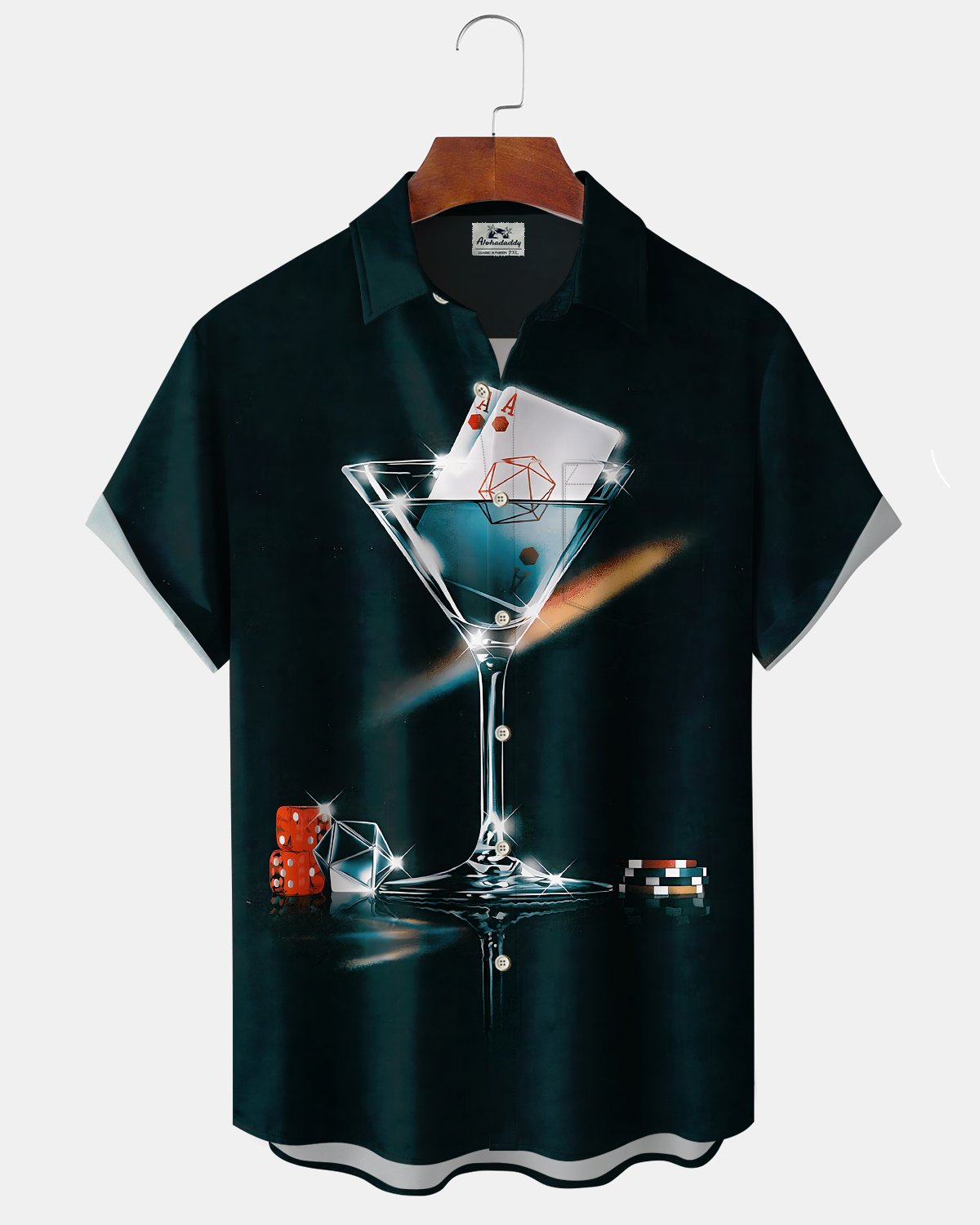 Alohadaddy® Men's Short-Sleeve Button-Down Shirt with Pocket  Vintage Cocktail Print