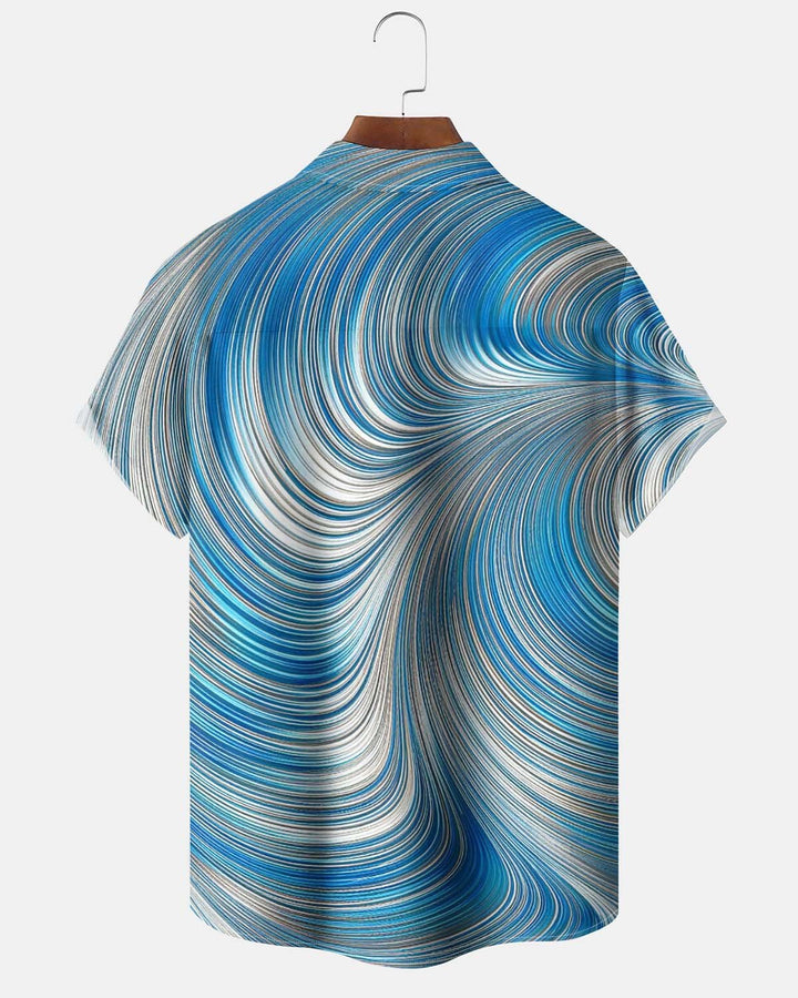Alohadaddy® Men’s Short-Sleeve Button-Down Shirt Vintage Abstract Print with Pocket