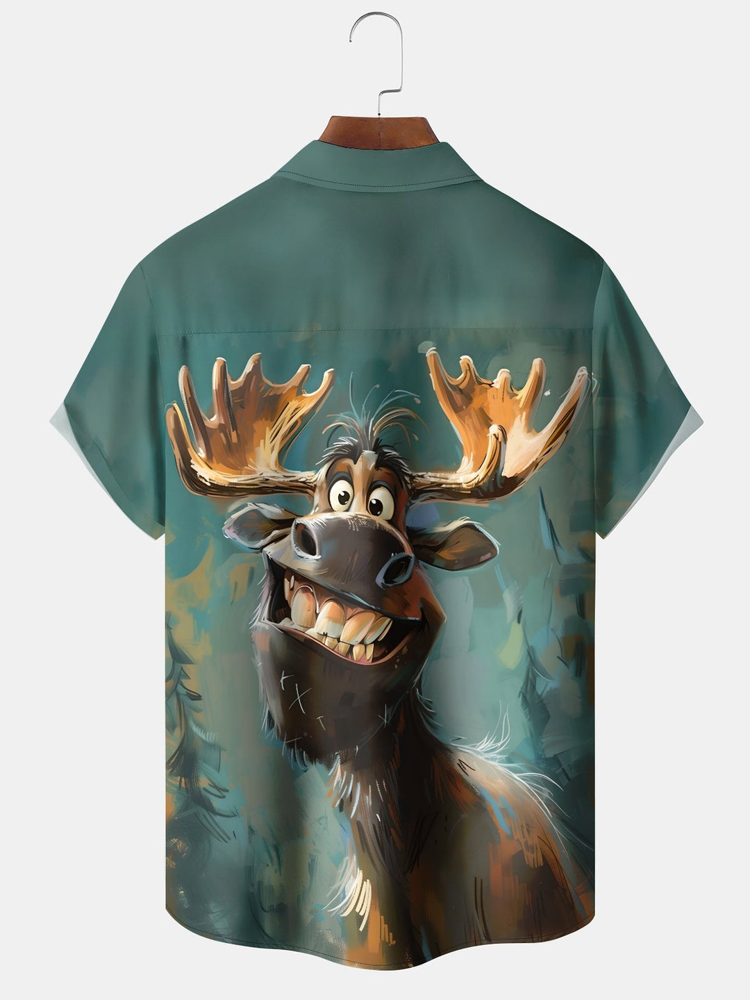 Alohadaddy Vintage Series Oil Painting Print Art Buttons Pockets Elastic Large Size Shirt
