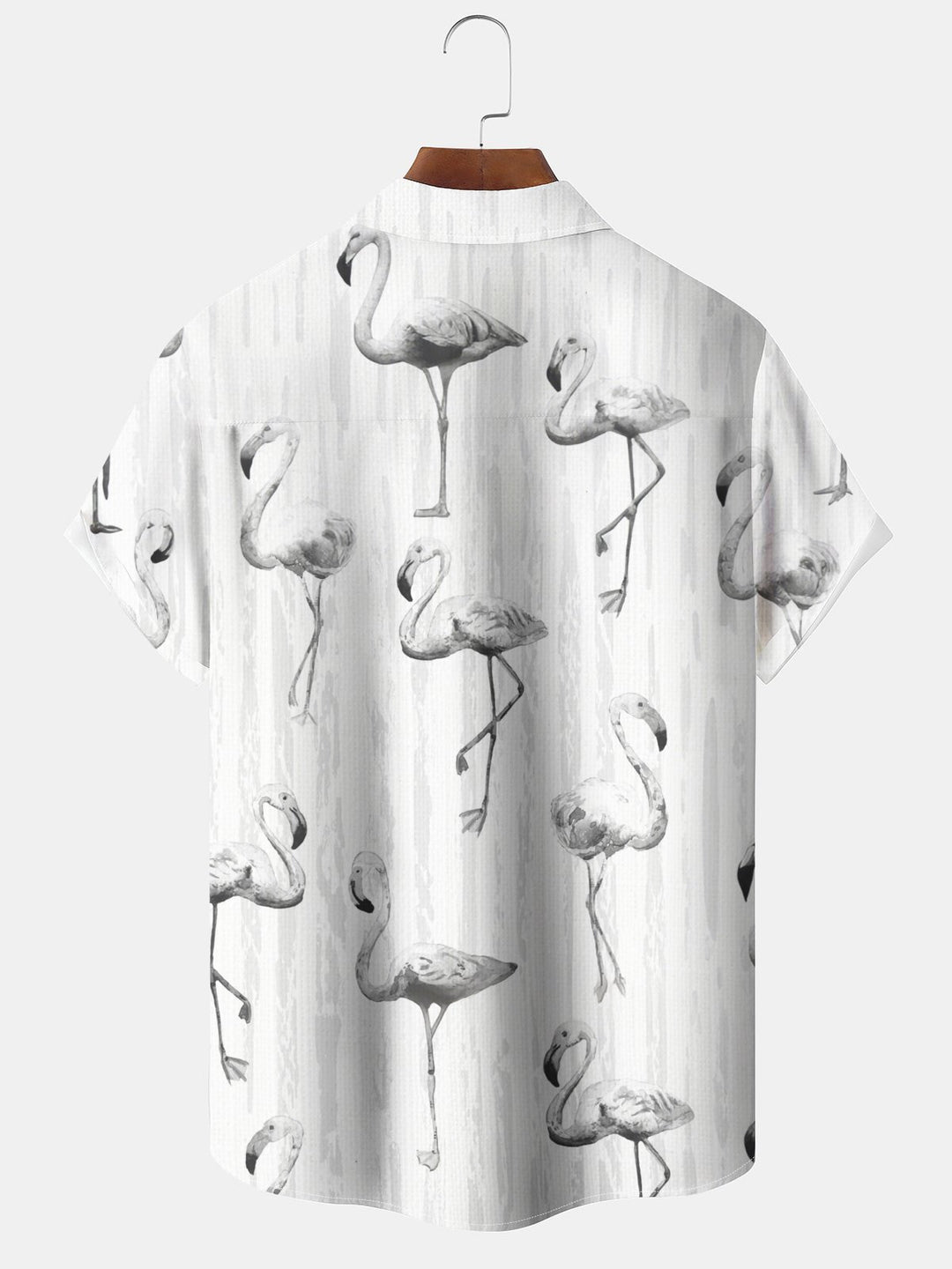 Alohadaddy Hawaiian Flamingo Print Art Button Cardigan Pockets Breathable Soft Long Large Size Short Sleeve Shirt