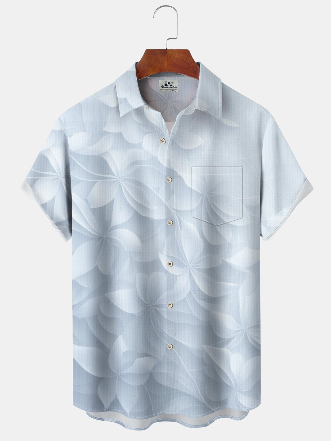 Alohadaddy Casual Collection Flowers Gradient Color Print Art Buttons Cardigan Pockets Fresh Stretch Polyester Short Sleeve Shirt