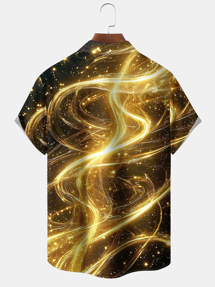 Alohadaddy® Casual Abstract Art Print Chest Pocket Moisture Wicking Oversized Hawaiian Shirt