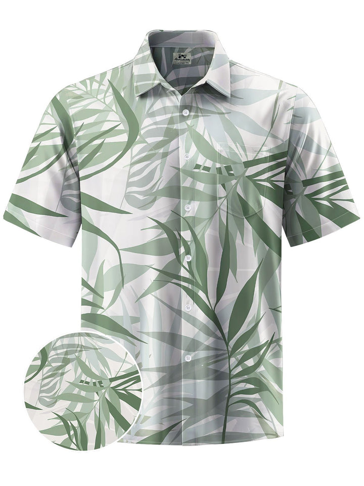 Alohadaddy® Hawaii Bamboo Leaf Print Chest Pocket Men&