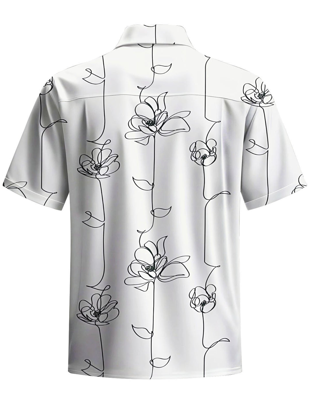 Alohadaddy® Casual Flowers Stick Figure Art Print Chest Pocket Men Short Sleeve Shirt Big &amp; Tall