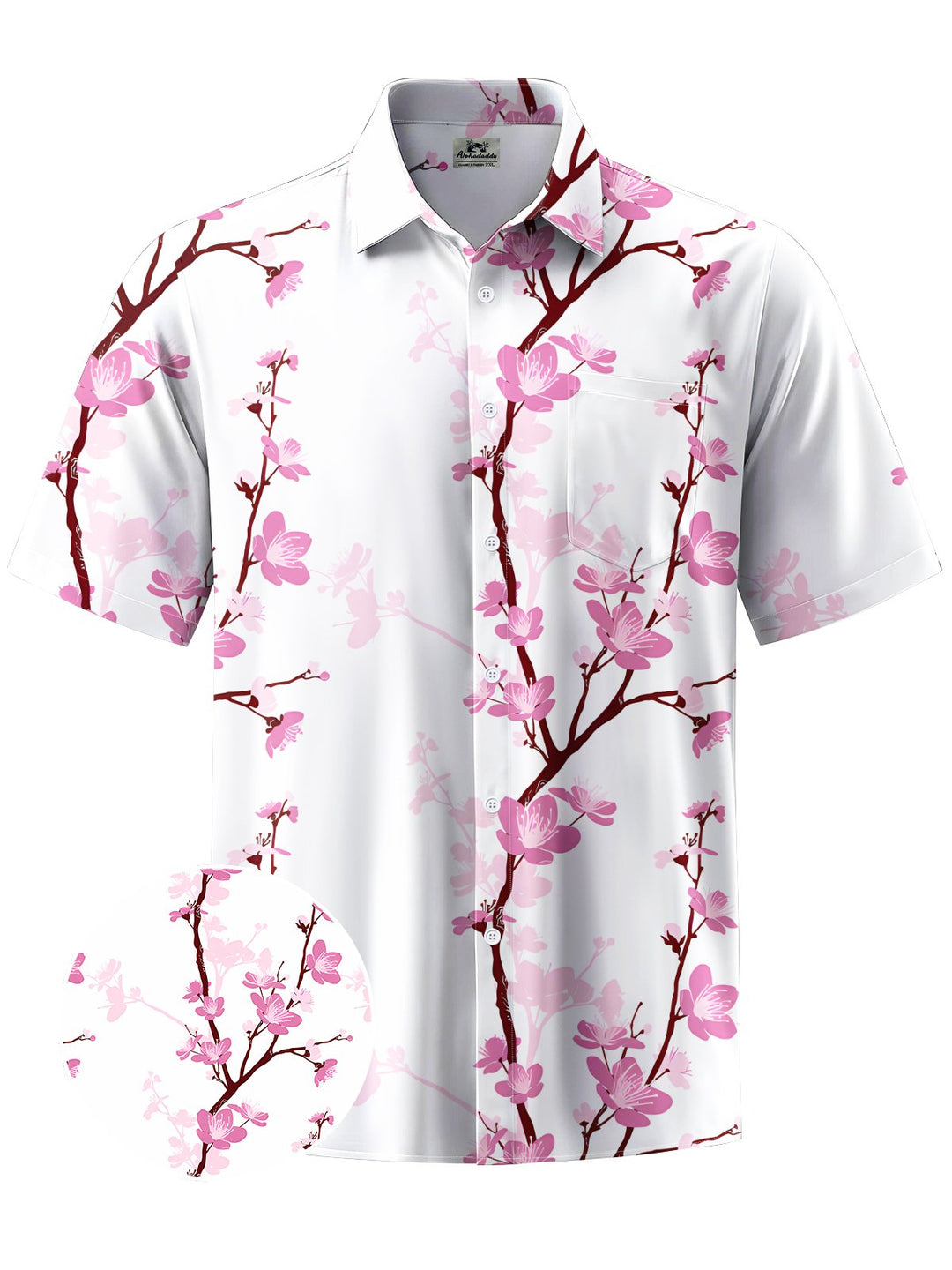 Alohadaddy® Hawaiian Peach Art Print Chest Pocket Men&