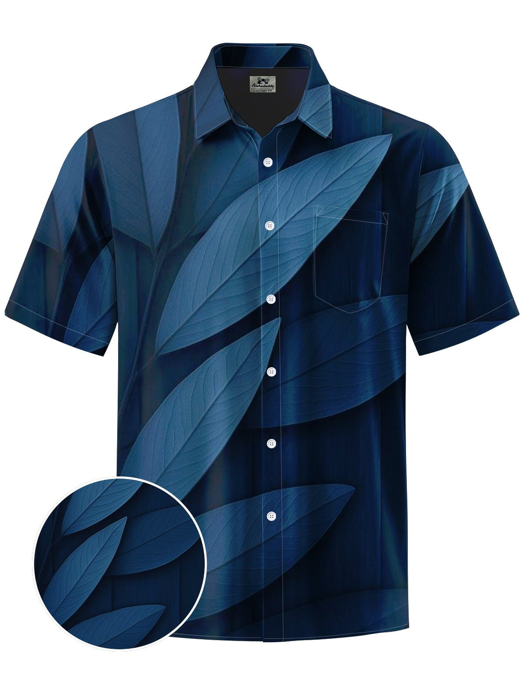 Alohadaddy® Casual Leaves Art Print Chest Pocket Mens Short Sleeve Shirt Big &amp; Tall