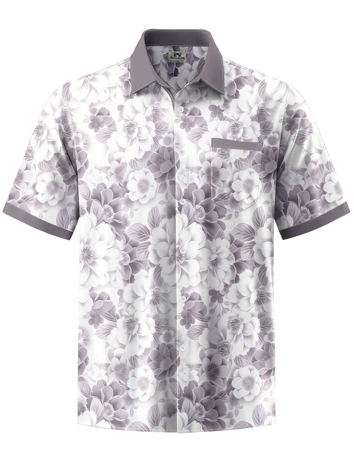Alohadaddy® Hawaiian Flowers Art Print Moisture Wicking Chest Pocket Mens Short Sleeve Shirt Big &amp; Tall