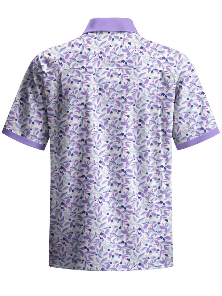 Alohadaddy® Hawaiian Leaves Contrast Art Print Chest Pocket Mens Short Sleeve Shirts Big &amp; Tall