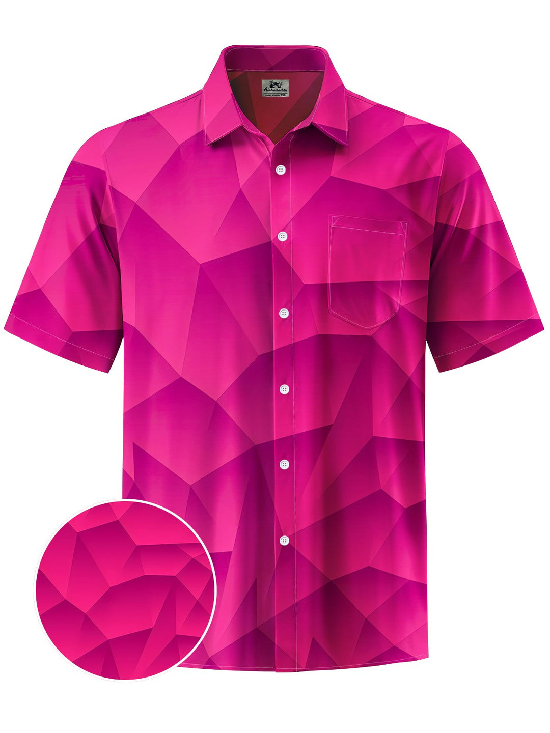 Alohadaddy® Casual Geometric Art Print Chest Pocket Men&
