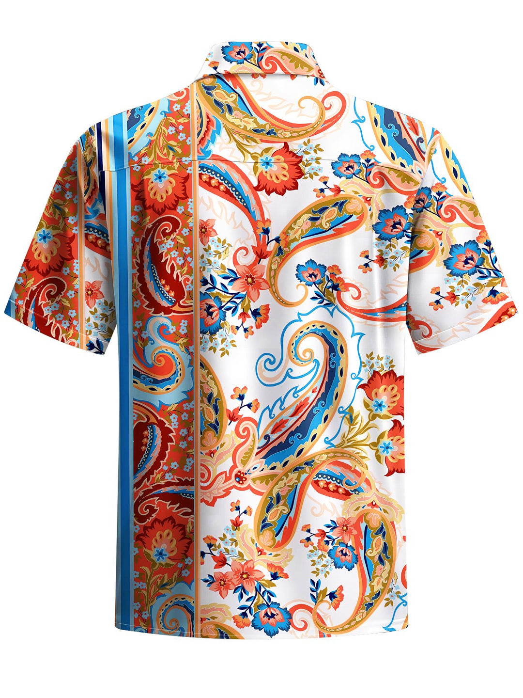 Alohadaddy® Casual Ethnic Pattern Cashew Flower Print Art Chest Pocket Men&