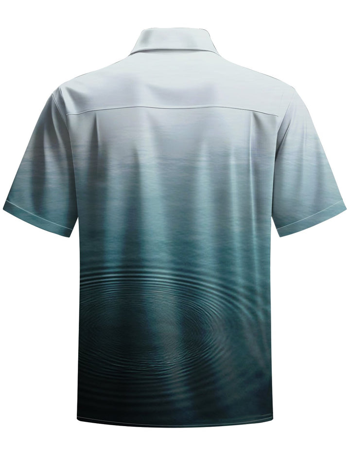 Alohadaddy® Casual Water Gradient Print Art Chest Pocket Men&