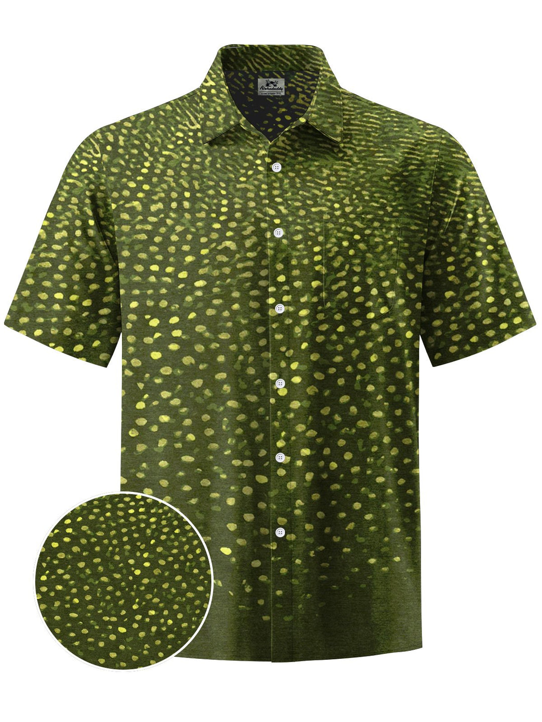 Alohadaddy® Vintage Gradient Polka Dots Print Art Chest Pocket Men&