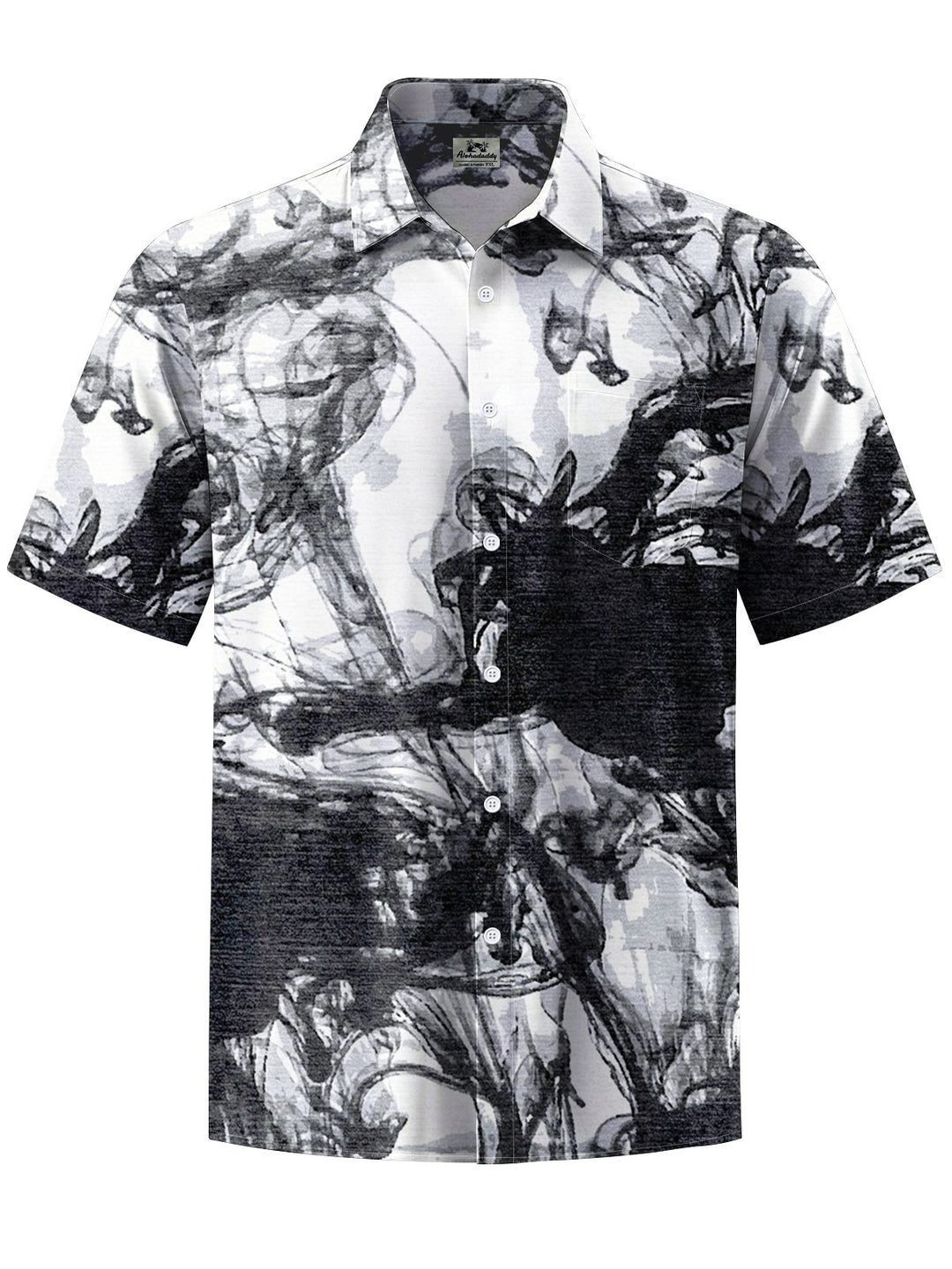 Alohadaddy® Casual Vintage Abstract Texture Art Print Chest Pocket Men&