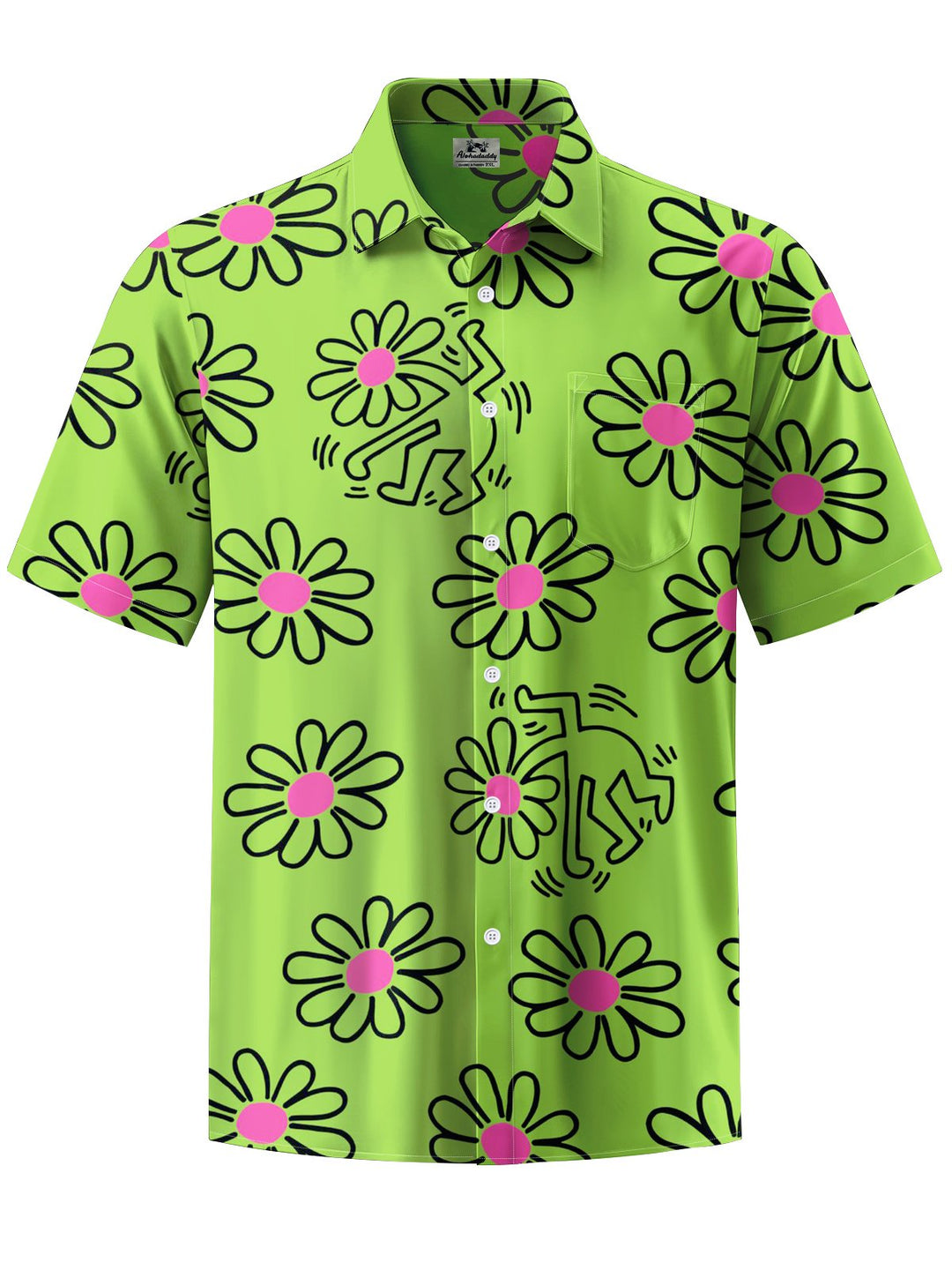Alohadaddy® Hawaiian Floral Art Print Chest Pocket Mens Short Sleeve Shirts Big &amp; Tall