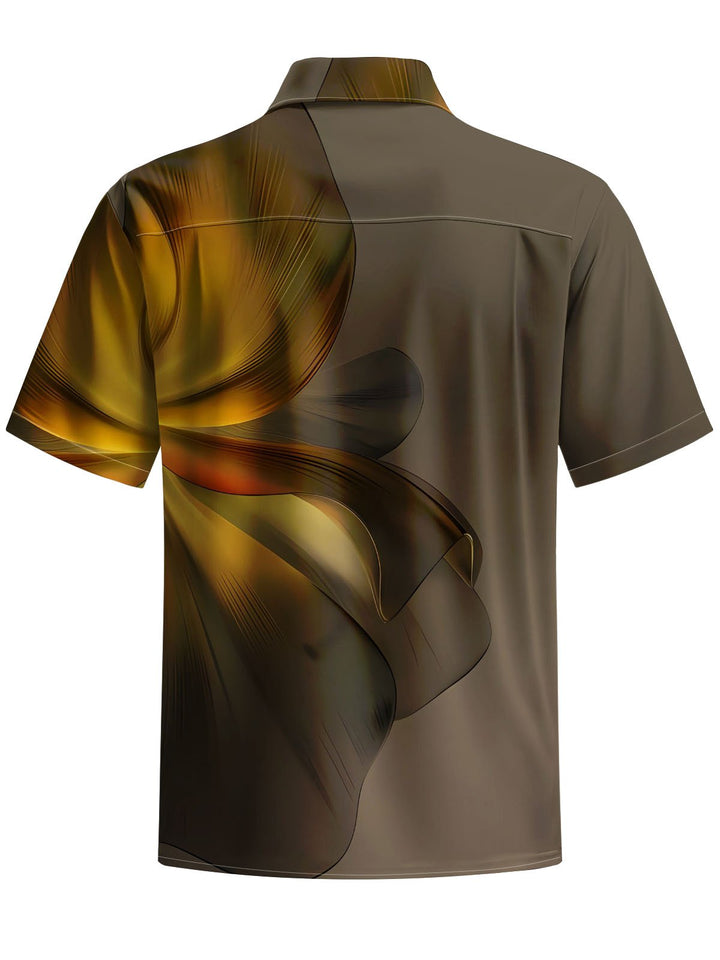 Alohadaddy® Vintage Floral Art Print Chest Pocket Mens Wicking Short Sleeve Shirt Big &amp; Tall