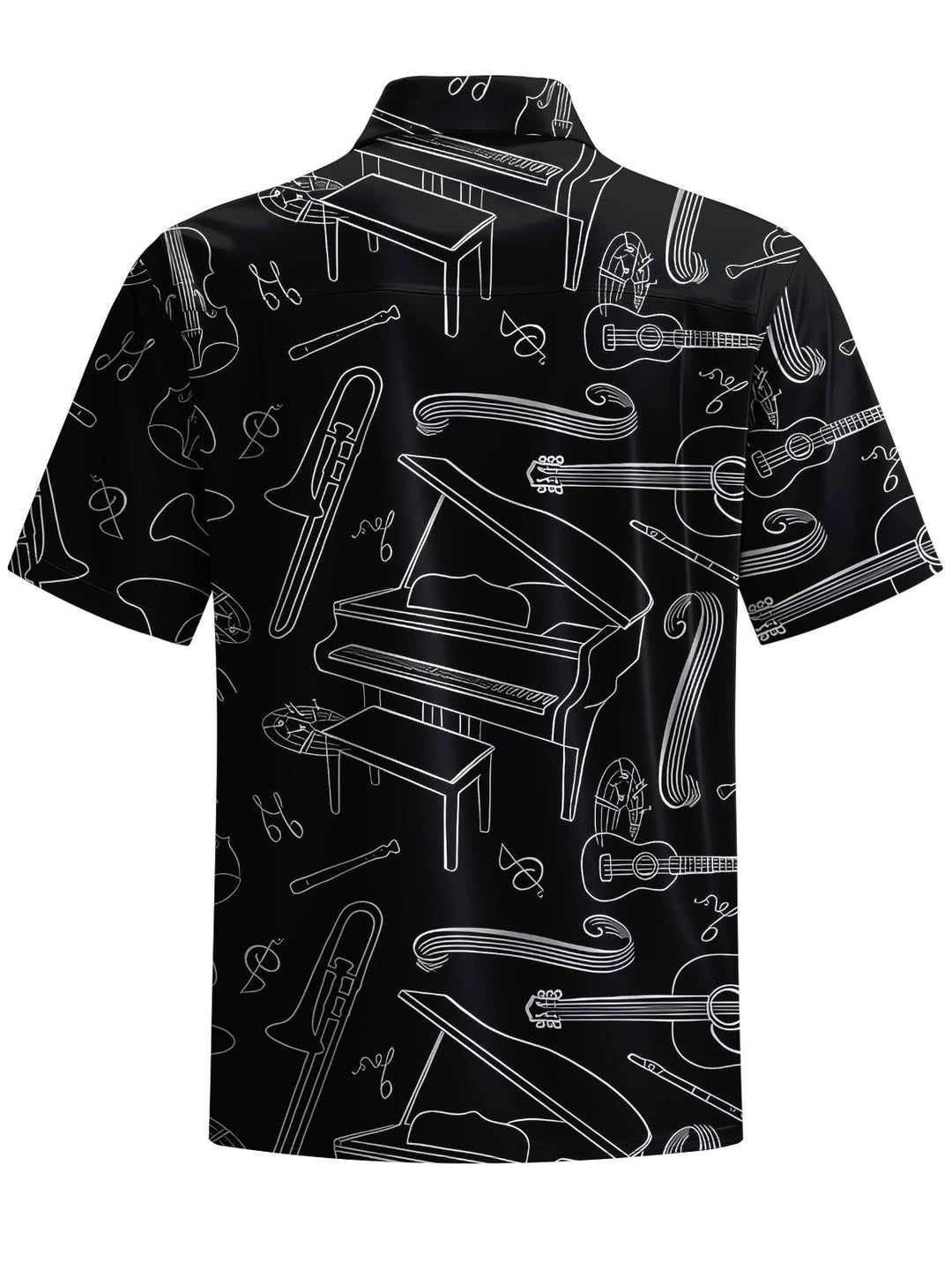 Alohadaddy® Casual Musical Instrument Art Print Chest Pocket Men&