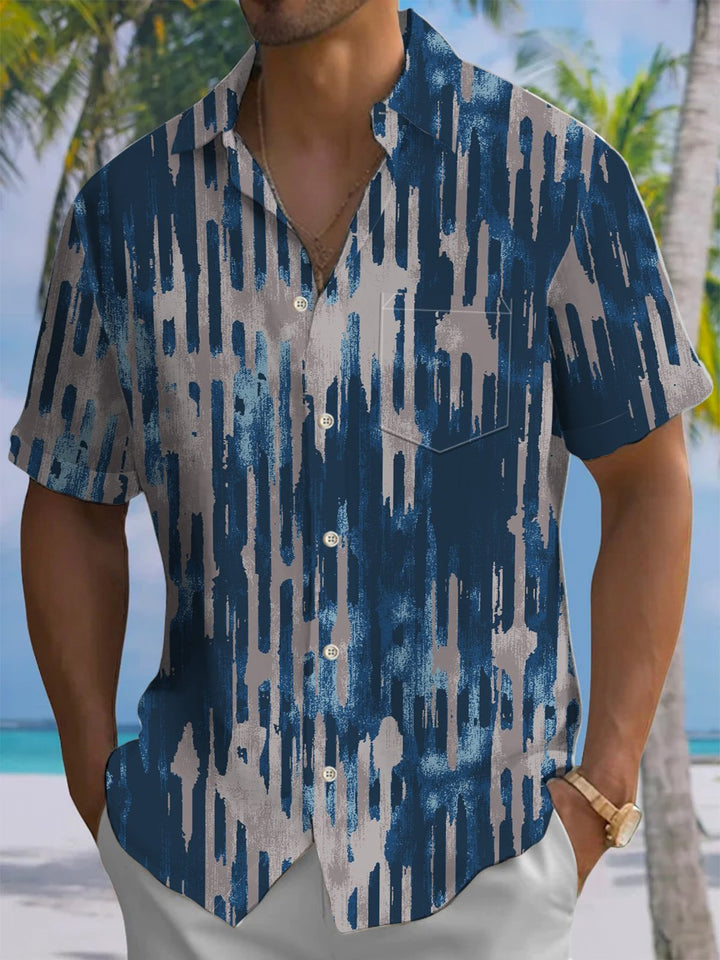 Alohadaddy® Vintage Stripe Art Print Chest Pocket Men&