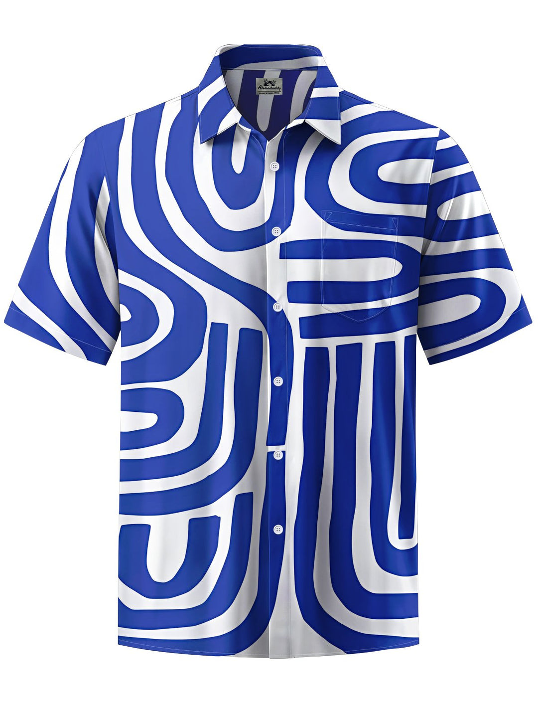 Alohadaddy® Casual Geometric Stripe Art Print Moisture-Wicking Chest Pocket Men&