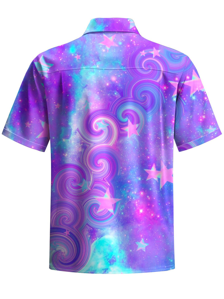 Alohadaddy® Hawaiian Abstract Ombre Art Print Chest Pocket Men&