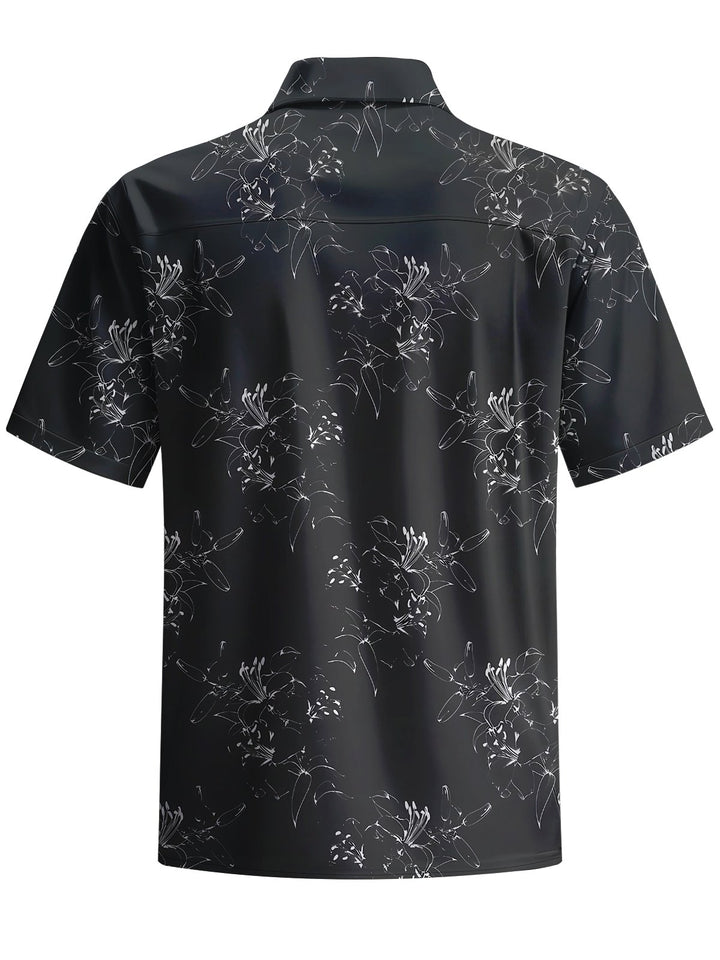 Alohadaddy® Casual Floral Art Print Chest Pocket Men&
