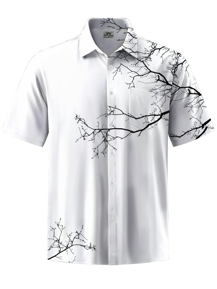 Alohadaddy® Casual Branch Painting Art Print Chest Pocket Men&