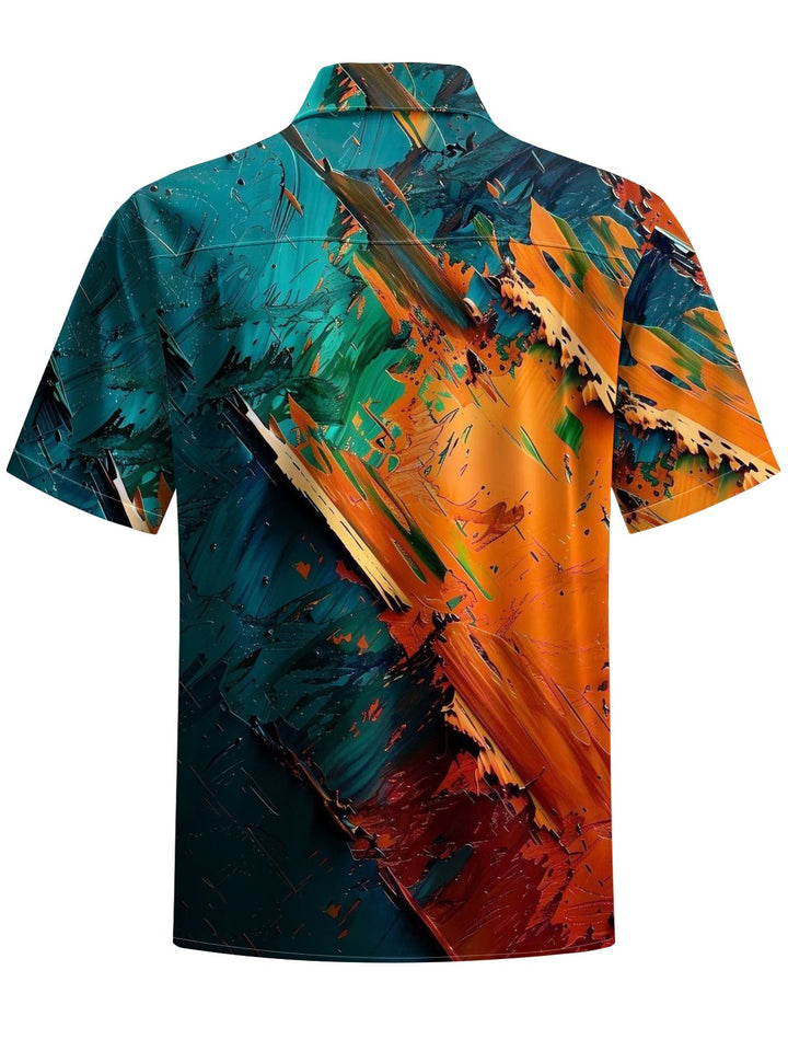 Alohadaddy® Vintage Acrylic Oil Painting Abstract Print Art Breast Pocket Men&