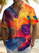 Alohadaddy® Hawaiian Palm Leaf Art Print Chest Pocket Men's Stretch Short Sleeve Ripped Shirt Big & Tall