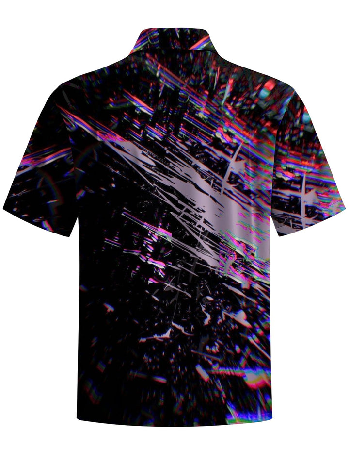 Alohadaddy® Casual Abstract Texture Art Print Chest Pocket Stretch Men&