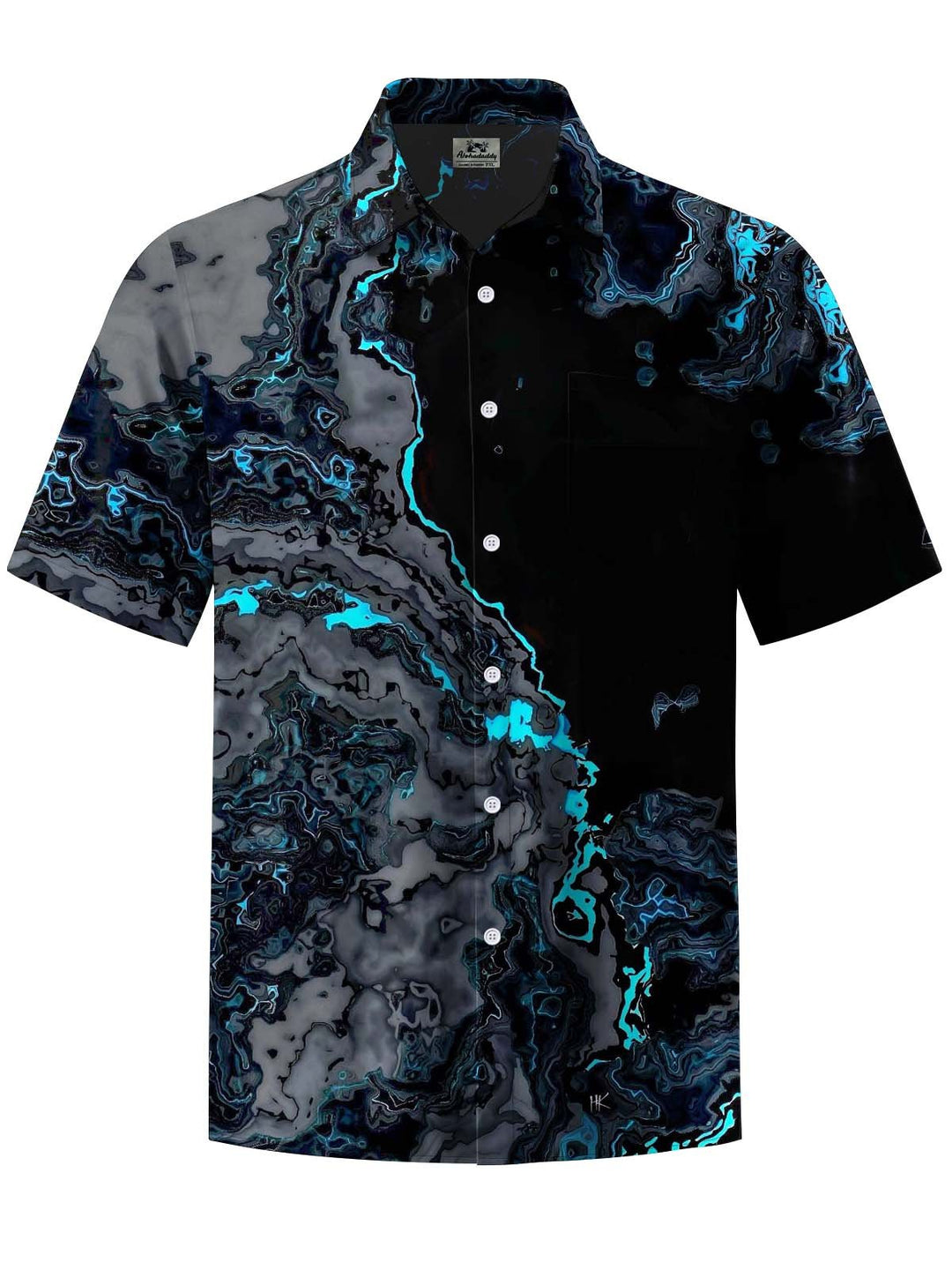 Alohadaddy® Casual Abstract Art Print Chest Pocket Stretch Men&