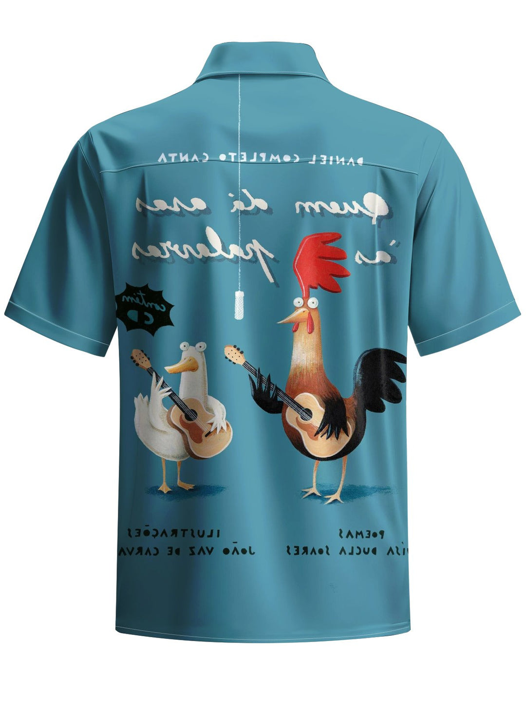 Alohadaddy® Casual Rooster Guitar Print Button Pocket Stretch Men&