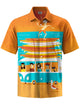 Alohadaddy® Hawaiian Vacation Surf Art Print Elastic Pocket Button Men's Short Sleeve Shirt Big & Tall