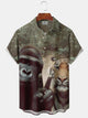 Alohadaddy® Vintage Tiger Gorilla Pocket Button Stretch Men's Short Sleeve Shirt Big & Tall