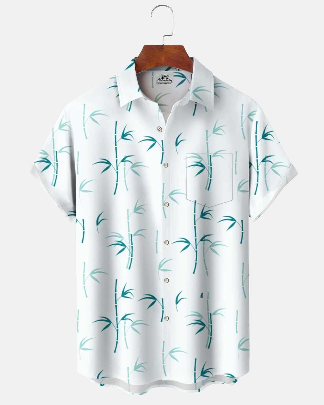 Alohadaddy® Hawaiian Bamboo Print Artistic Stretch Button Pocket Men&