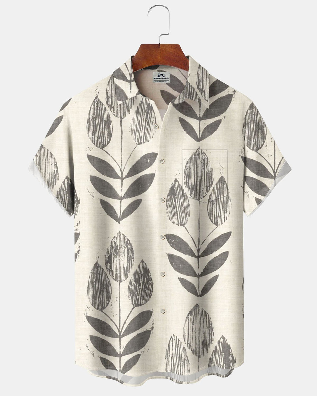 Alohadaddy® Casual Leaf Print Art Pocket Button Men&