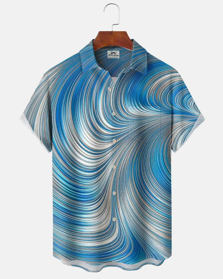 Alohadaddy® Men’s Short-Sleeve Button-Down Shirt Vintage Abstract Print with Pocket