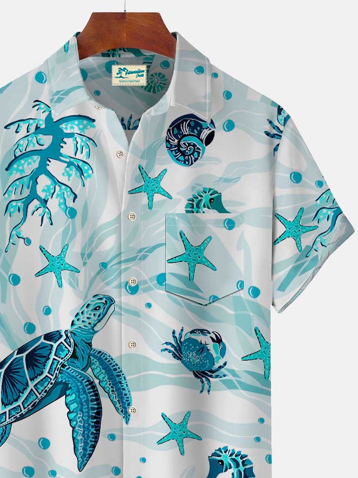 Alohadaddy Vintage Nautical Sea Life Blue Men&