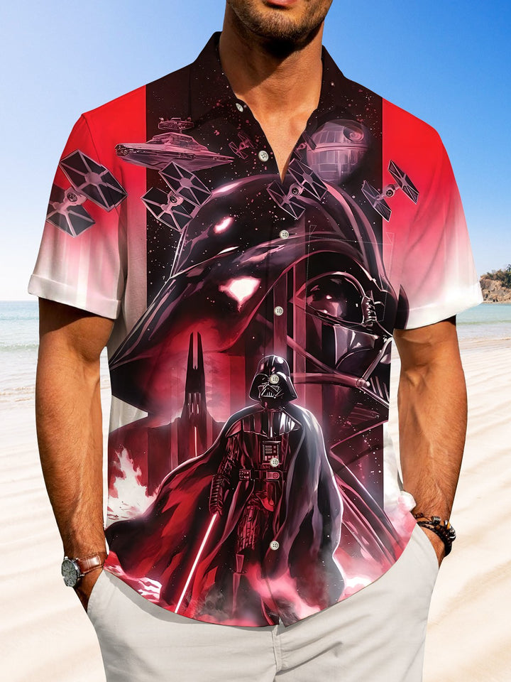 Alohadaddy Casual Star Wars Graphic Art Button Cardigan Pocket Stretch Polyester Men&