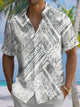 Alohadaddy Casual Everyday Hawaiian Geometric Bamboo Leaf Print Art Polyester Stretch Button Cardigan Pockets Large Size Long Short Sleeve Shirt