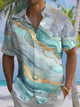 Alohadaddy® Abstract Texture Art Print Chest Pocket Elastic Oversized Men's Hawaiian Short Sleeve Shirt