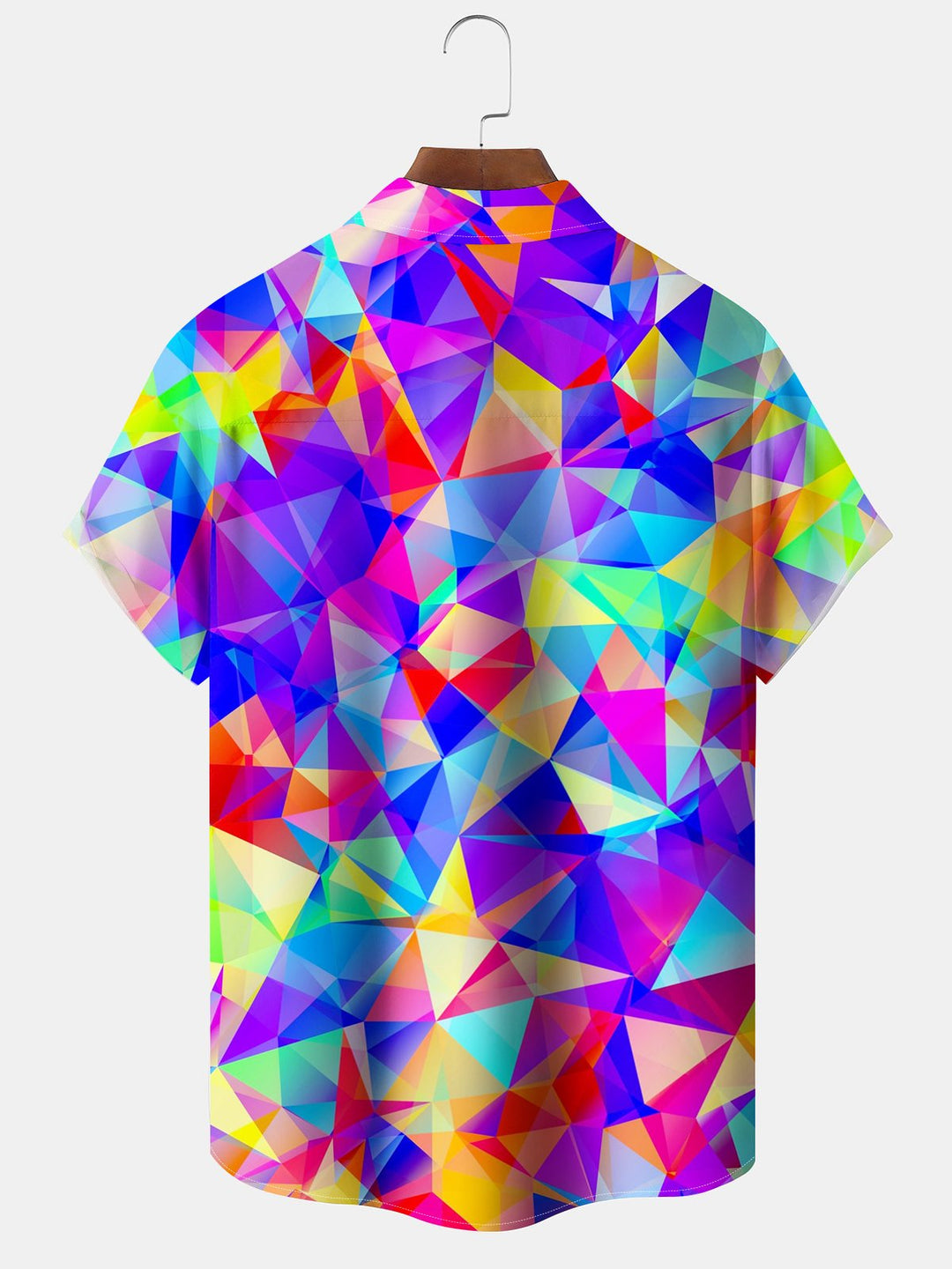 Alohadaddy® Casual Geometric Triangle Ombre Art Print Chest Pocket Large Size Long Hawaiian Men&