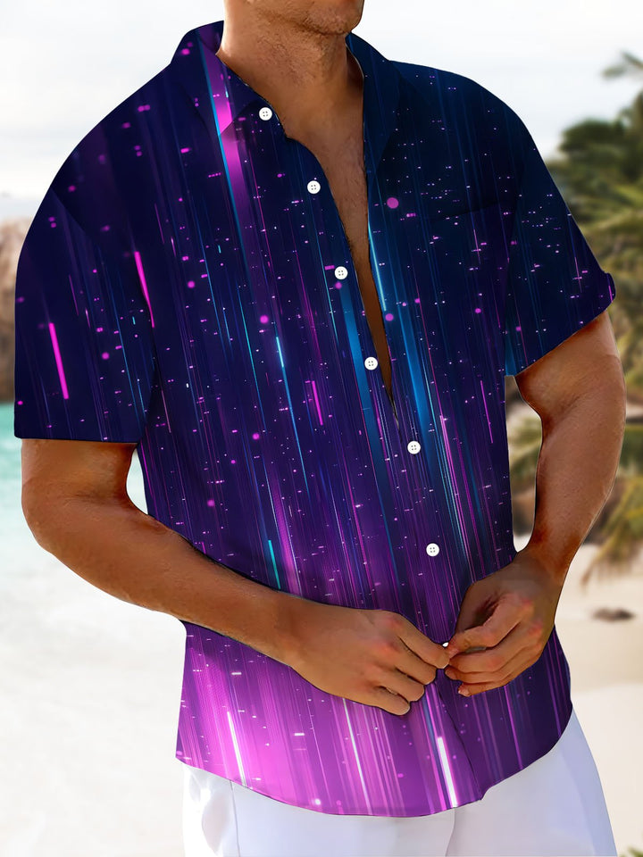 Alohadaddy® Vintage Stripe Light Shadow Print Chest Pocket Men&