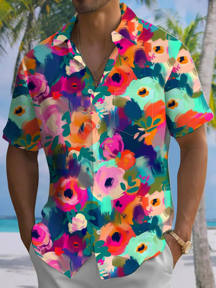 Alohadaddy® Hawaiian Abstract Floral Art Print Moisture Wicking Men&
