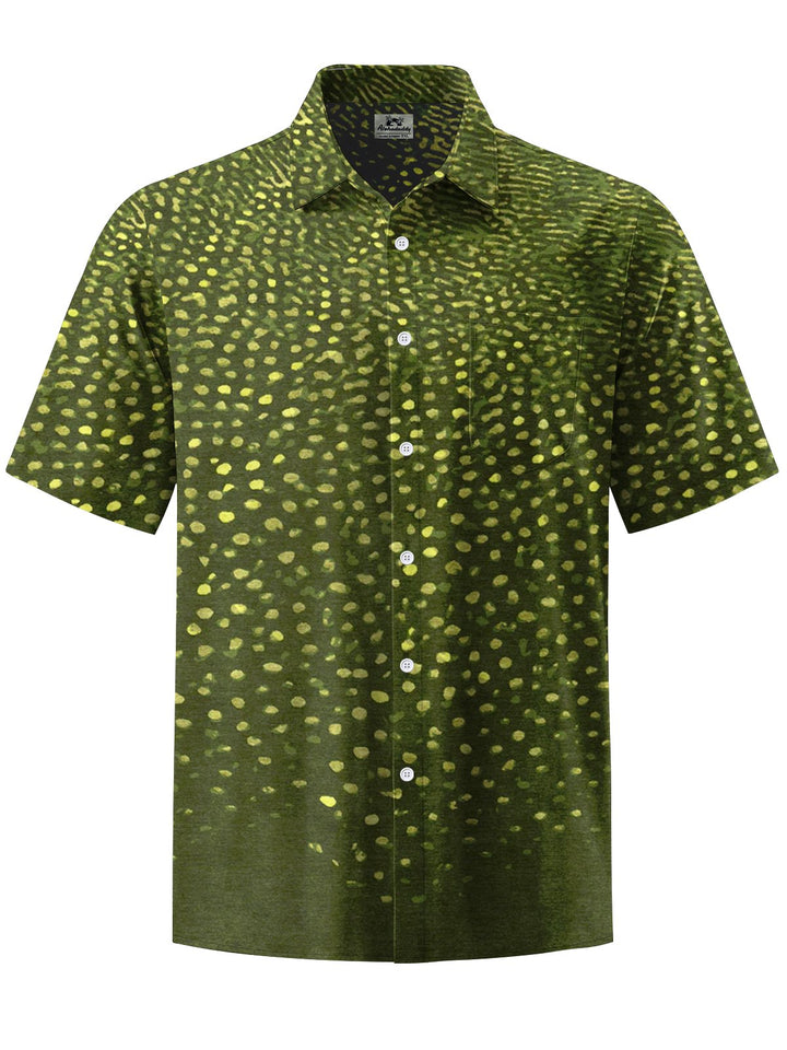 Alohadaddy® Vintage Gradient Polka Dots Print Art Chest Pocket Men&